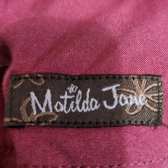 MATILDA JANE ART DRESS FLORAL PEASANT BLOUSON CASUAL SHORT SLEEVE TIE FRONT SZ M - Picture 8 of 9